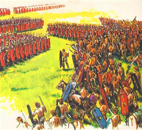 Gallic Warriors Charging Against Roman Legion Gallic War Ancient