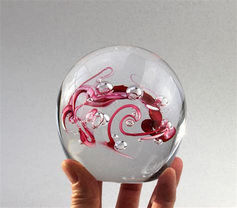 Large Pink Glass Paperweight One Of A Kind Collectors Item Pink Glass Swedish Handmade Glass