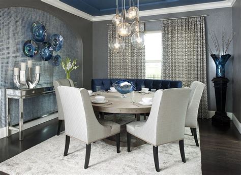 Contemporary Dining Room With A Splash Of Blue Gray And A