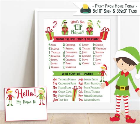 Whats Your Elf Name Game Display Sign 8x10 And Etsy Whats Your Elf
