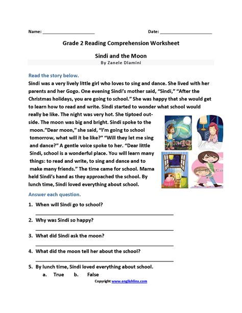 Reading Comprehension Worksheets For 2nd Grade Printable Worksheet