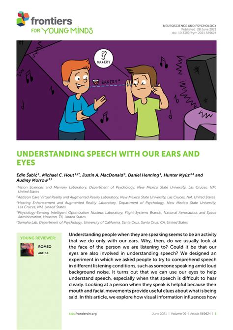 Pdf Understanding Speech With Our Ears And Eyes