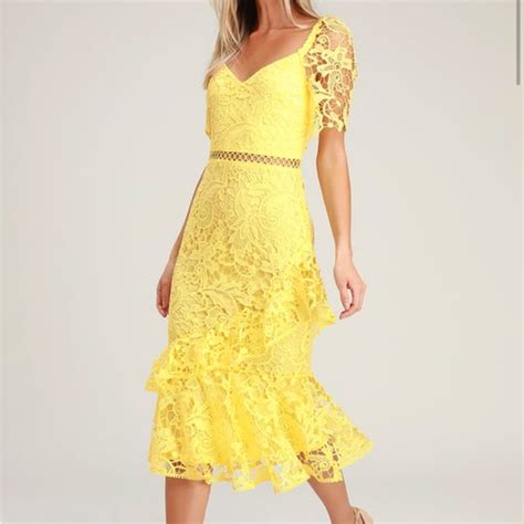 Lulu S Dresses Lulus Briarwood Yellow Lace Dress Poshmark
