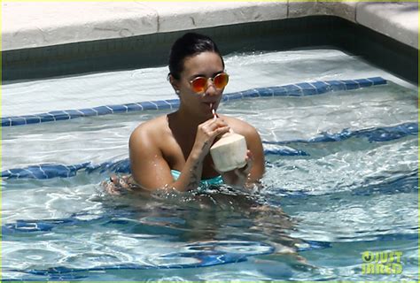 Demi Lovato Enjoys Bikini Clad Day Off By The Pool In Miami Photo Bikini Demi Lovato