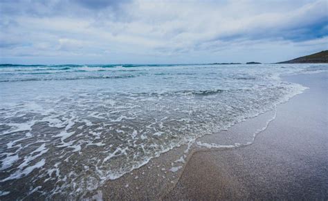 Small Ocean Sea Waves On Sandy Beach In Calm Weather Stock Image