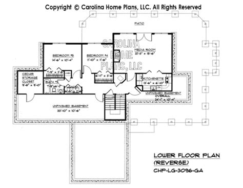 Best reverse living house plans pinterest. Large Hillside Ranch Home Plan CHP-LG-3096-GA Sq Ft ...