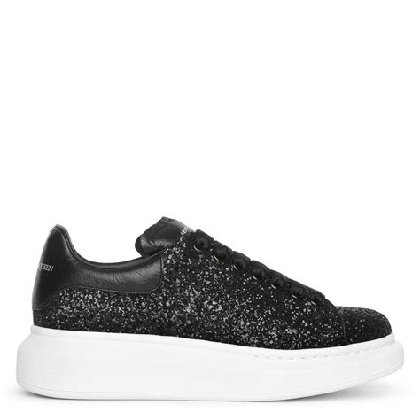 Alexander Mcqueen Leather Black Glitter Classic Sneakers Lyst