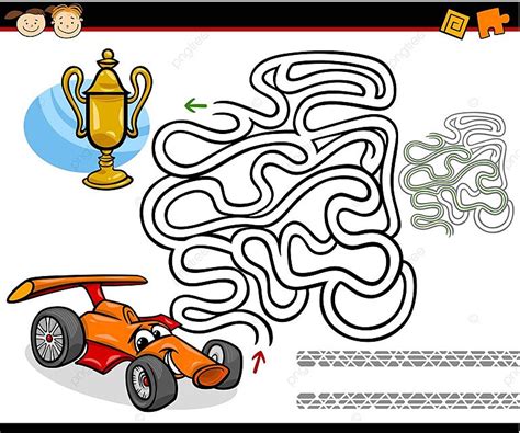 Cartoon Maze Or Labyrinth Game Race Car Character Vector Race Car