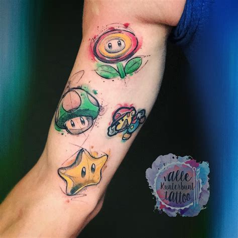 Characters From Super Mario Watercoloursketchy Tattoo By Valle