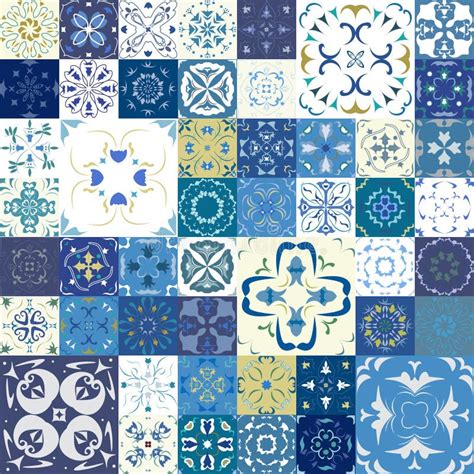 Seamless Pattern With Tiles Vector Illustration Mediterranean Style