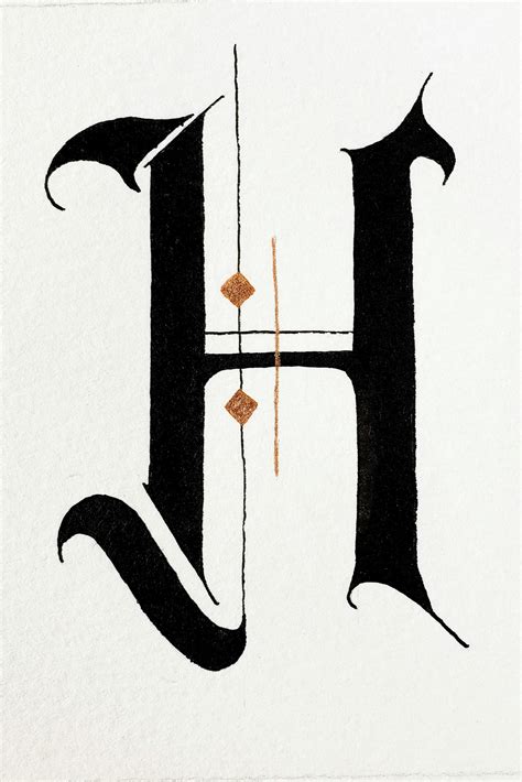 This Gothic Style Letter H A Hand Lettered Style Is Part Of An