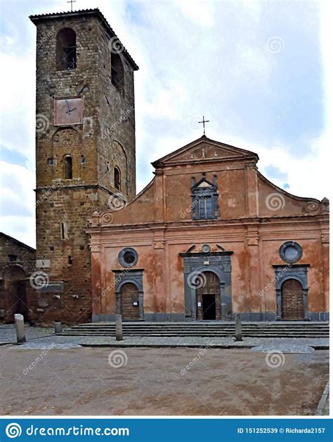 Church In The Piazza Of Civita Di Bagnoregio Italy Stock