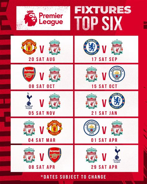 Liverpool Fc 202223 Premier League Fixtures Circle The Date