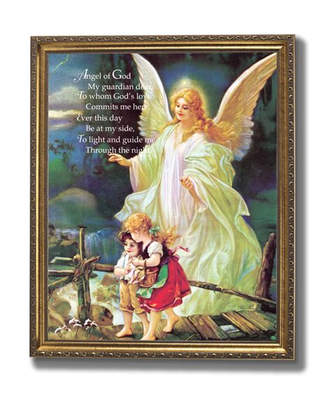 Guardian Angel Poem Children Bridge Religious Wall Picture
