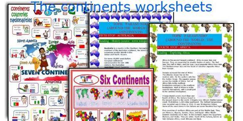 continents worksheets