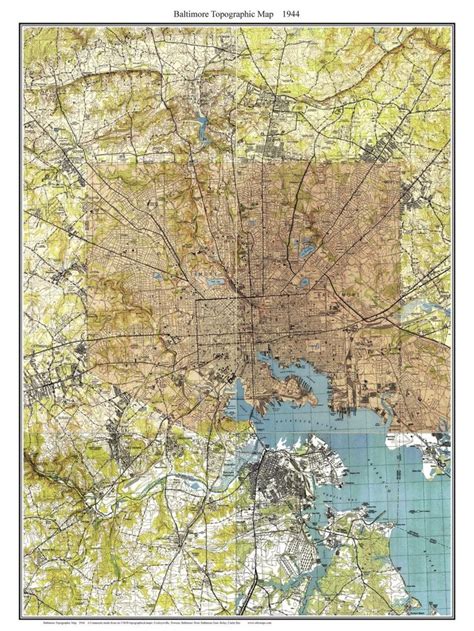Baltimore Maryland 1944 Old Topographic Map Usgs Topo Etsy