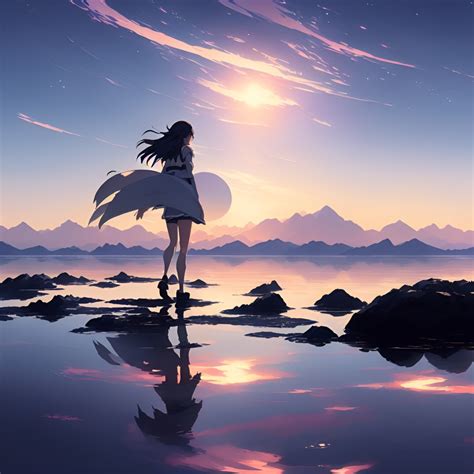 1080x1080 Anime Girl Walking On Water Hd Ai Art 1080x1080 Resolution