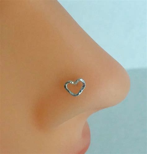 Heart Nose Ring Nose Stud Sterling Silver Love And Rain