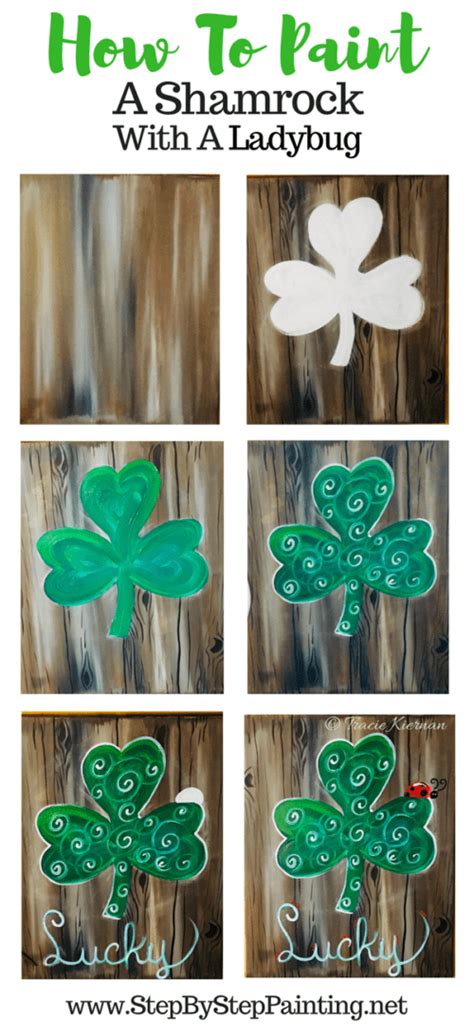 Trace or draw the composition onto the. How to paint a shamrock on faux wood background - Step By ...