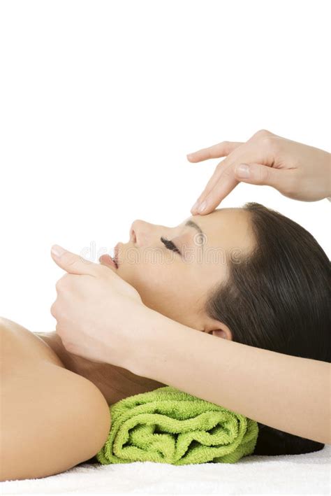 Relaxed Woman Enjoy Receiving Face Massage At Spa Saloon Stock Photo Image Of Healthcare