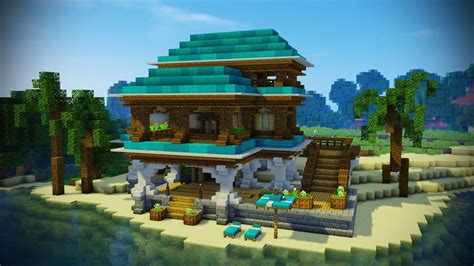 Minecraft Beach House Tutorial Minecraft House Youtube With Images