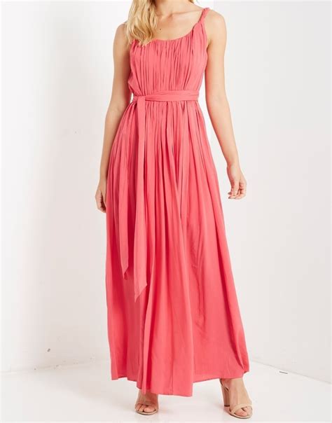 coral maxi dress pleated rayon maxi dress pleated coral maxi colbert clothing dresses