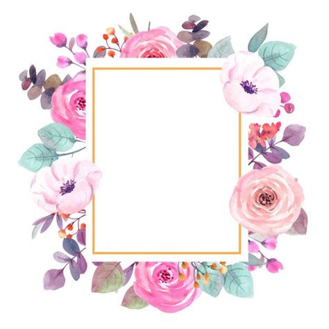 Premium Photo Watercolor Flowers Frame Greeting Card Tarjeta De