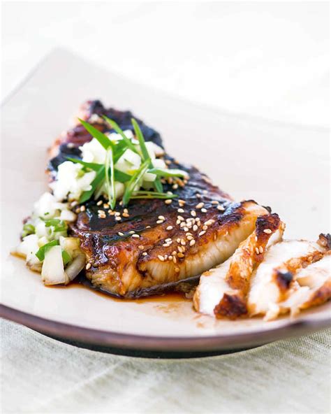 Sea Bass With Soy Glaze And Cucumber Salsa Leite S Culinaria