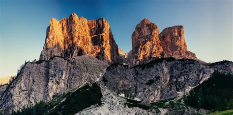 Premium Photo Rocky Mountains At Sunset Dolomite Alps Italy
