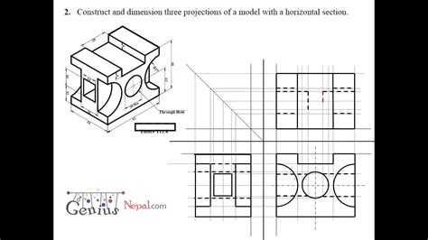 Makes drawing easier to understand when positioned in normal place on view (cannot be rotated); Engineering Drawing Tutorials/Orthographic and sectional ...