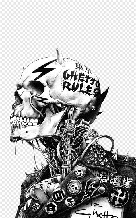 Free Download Punk Rock Drawing Skull Art Skull Monochrome