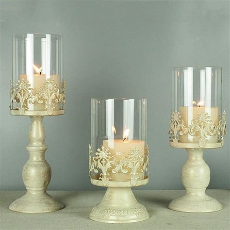 Pillar Candle Holder Candlestick With Glass Dome For Home Wedding