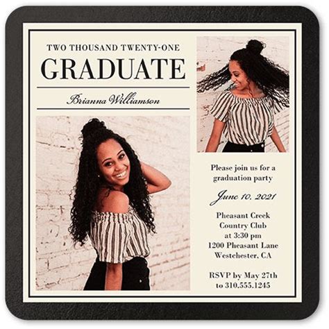 Simple Elegant Grad 5x5 Graduation Party Invitation Shutterfly