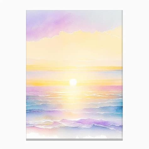 Sunrise Over Ocean Waterscape Gouache 1 Canvas Print By Hydro Hues Fy