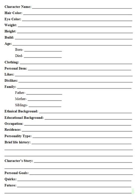 blank character profile www 5earch com blank character profile search ...