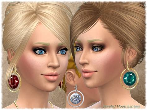 The Sims Resource Jeweled Hoop Earrings By Alin2 • Sims 4 Downloads
