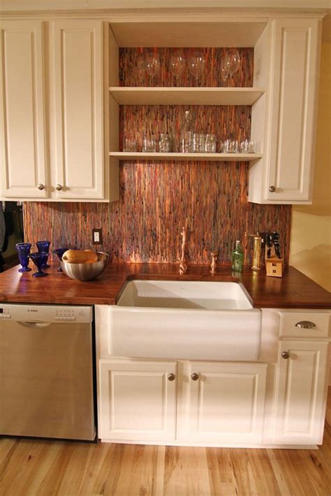 A backsplash made of naturally shaped rocks will elevate the design of your craftsman, rustic, or bohemian kitchen. Enchantment Copper Backsplash creates a wonderful look ...
