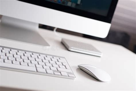Desktop Monitor Keyboard And Mouse Stock Image Image Of Screen