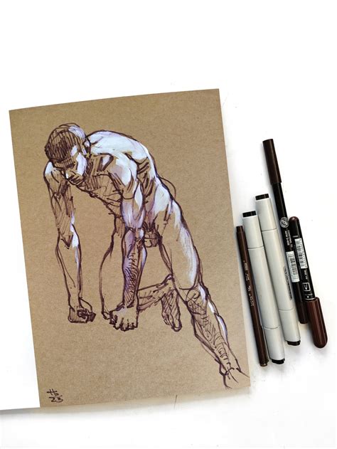 Nude Male Figure Original Sketch Drawing Homoerotic Nude Man Art Wall Gay Art X Cm A