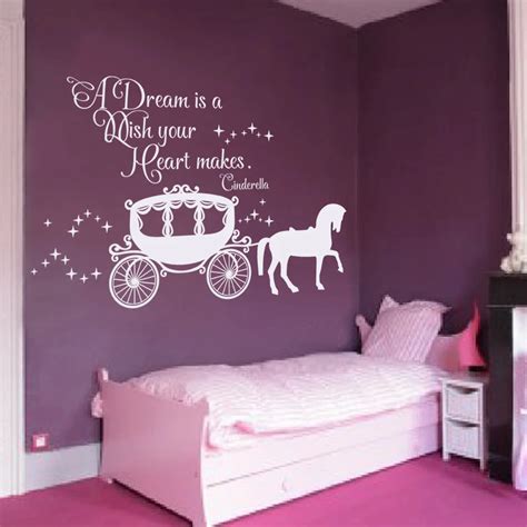 A Dreams Is A Wish Your Heart Makes Girl Bedroom Wall Decal Cinderella