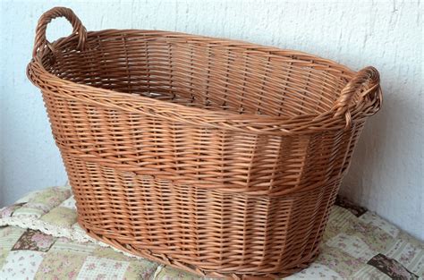 Large Wicker Laundry Basket Big Laundry Basket Handled Oval Etsy