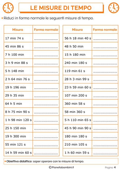 2 insegnanti per 20 ore ciascuno più insegnanti di l2 e irc. Tabella ed Esercizi sulle Misure di Tempo | Matematica ...