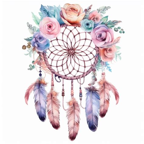 Premium Photo Dream Catcher With Roses And Roses On A White Background