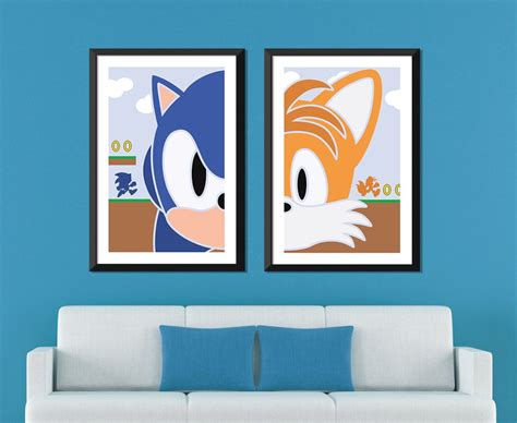 Sonic The Hedgehog Minimalist Sonic And Tails Set Etsy