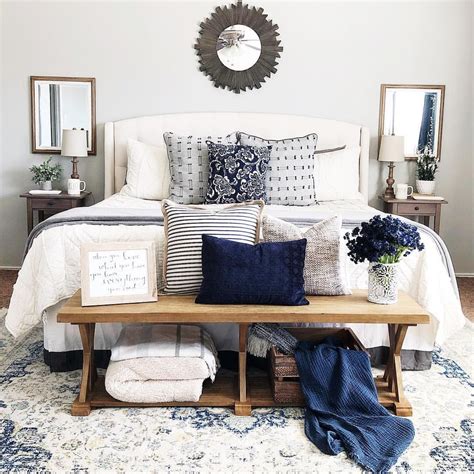 Blog About Farmhouse Blue And Cream Farmhouse Bedroom