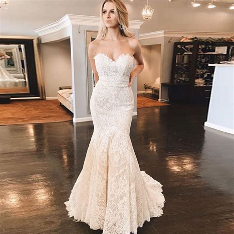 Amazing Mermaid Lace Wedding Dresses Sweetheart Neckline 2019 Elegant Bridal Dresses Zipper Back
