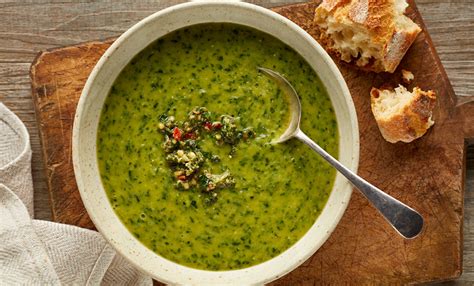 Pea And Spinach Soup With Pesto Mckenzies Foods