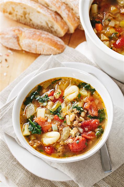 Italian Vegetable Soup With Spicy Sausage The Cozy Apron