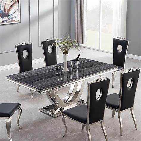 2000mm Contemporary Rectangle Black Dining Table Homary