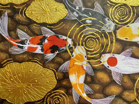 Koi Fish Pond Painting Beautiful Koi Fish Paintings Online